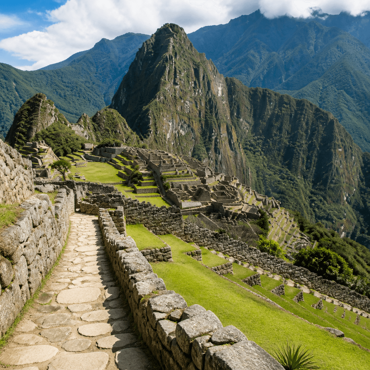 Machu Picchu citadel and surrounding peaks